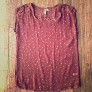 Frenchi Lace Detail Sheer Overlay Top